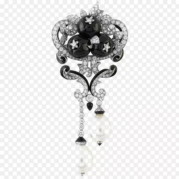 耳环van Cleef&Arpels珠宝项链钻石-慷慨的黑石项链