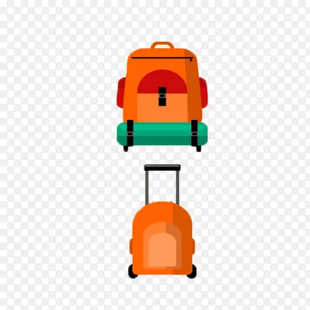 背包远足旅行行李-简单橙色卡通飞机行李