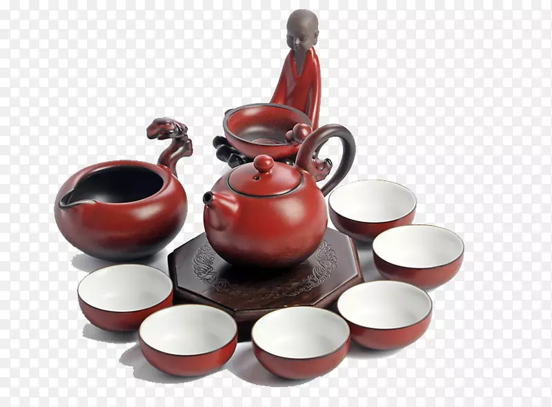茶壶瓷茶杯-一套陶瓷茶具、功夫茶具、乳杯、茶具、茶杯、茶壶、礼品盒、红色