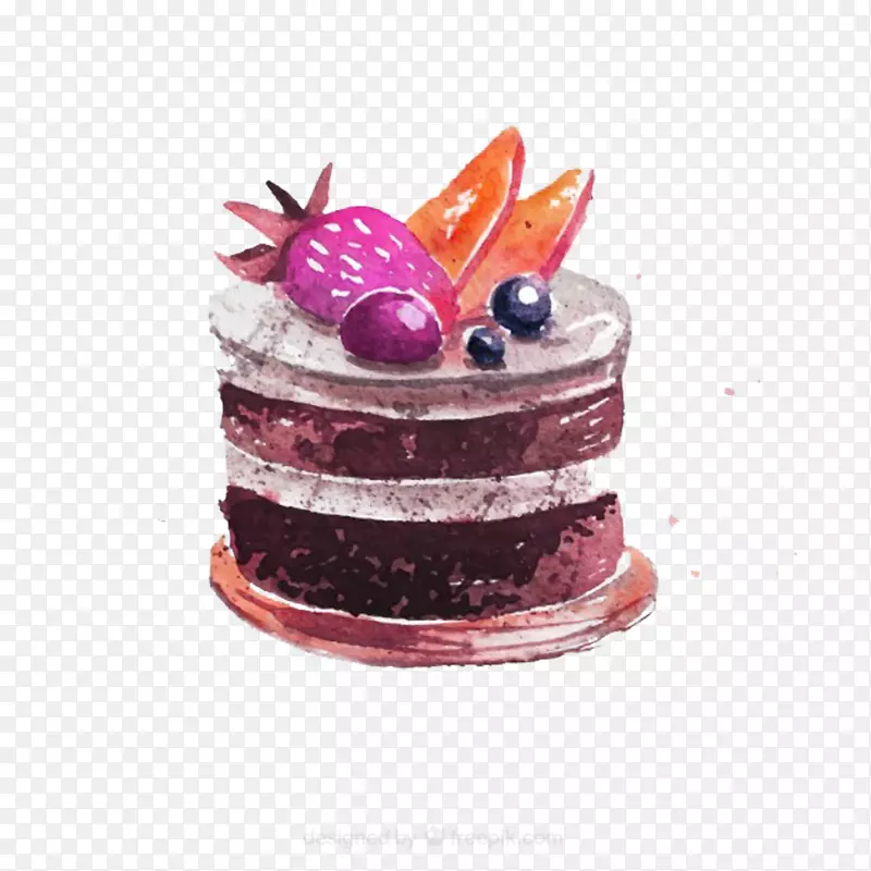 纸杯蛋糕巧克力蛋糕烘焙水彩画剪贴画.黑色森林蛋糕图片材料
