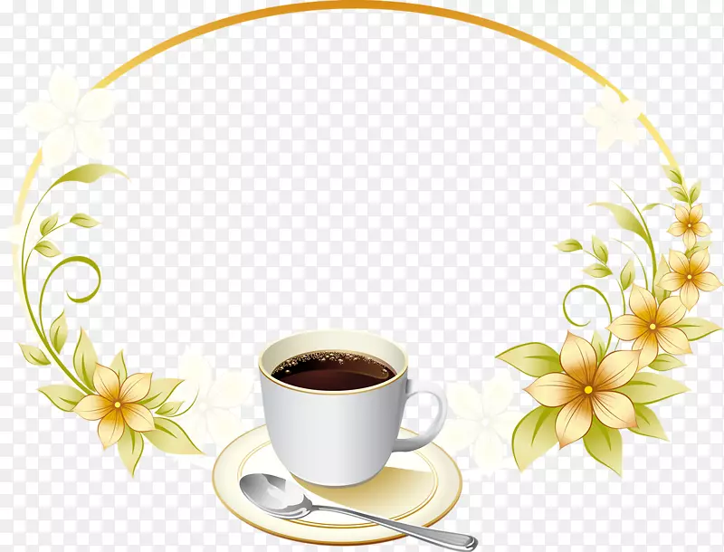 白咖啡茶土耳其咖啡厅-金框架元素