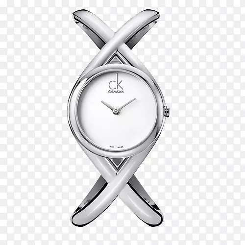 手表卡尔文克莱因石英钟表带妇女针女性形成简单的分割没有刻度石英表。