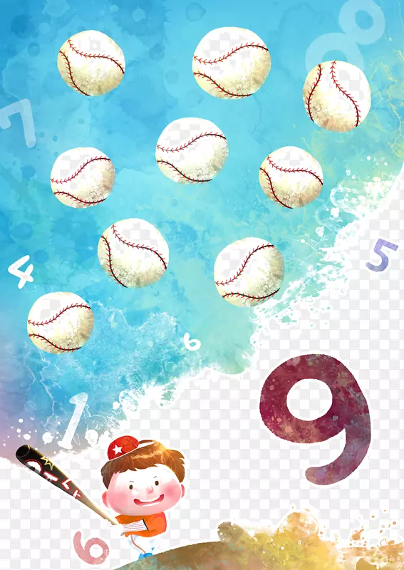 海报卡通插图-棒球男孩