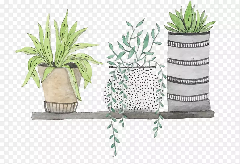 水彩画下载插图.手绘绿色植物