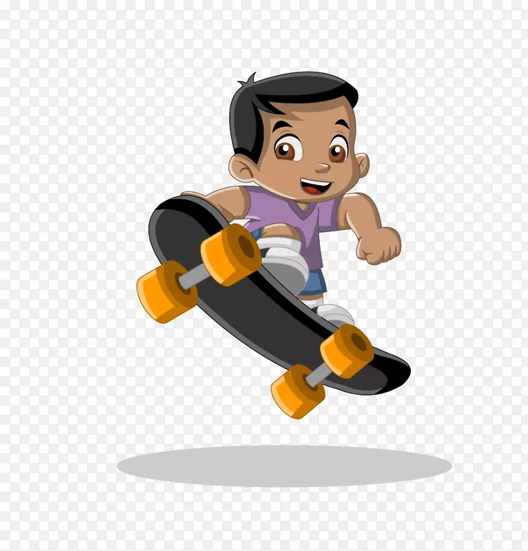 卡通风筝儿童插图-滑板车