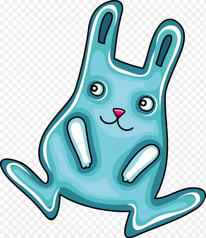 复活节兔子卡通-蓝色卡通兔