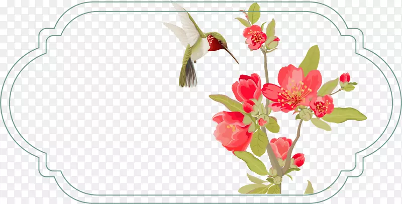 海报花卉设计画框-海报创意鸟盒