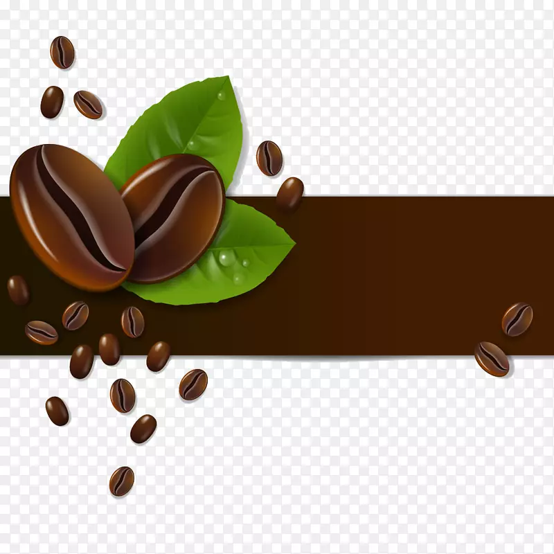 咖啡豆浓咖啡茶咖啡豆和绿叶