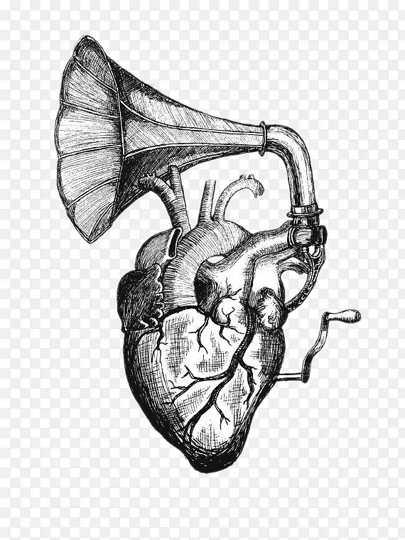 心音画纹身解剖-心脏扬声器