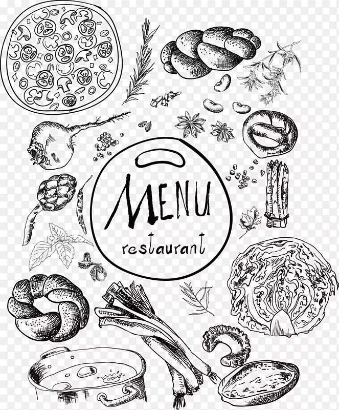 素食美食汉堡快餐菜单手绘海报面包比萨饼创意灵感