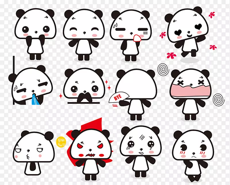 大熊猫可爱卡通插图-卡通熊猫