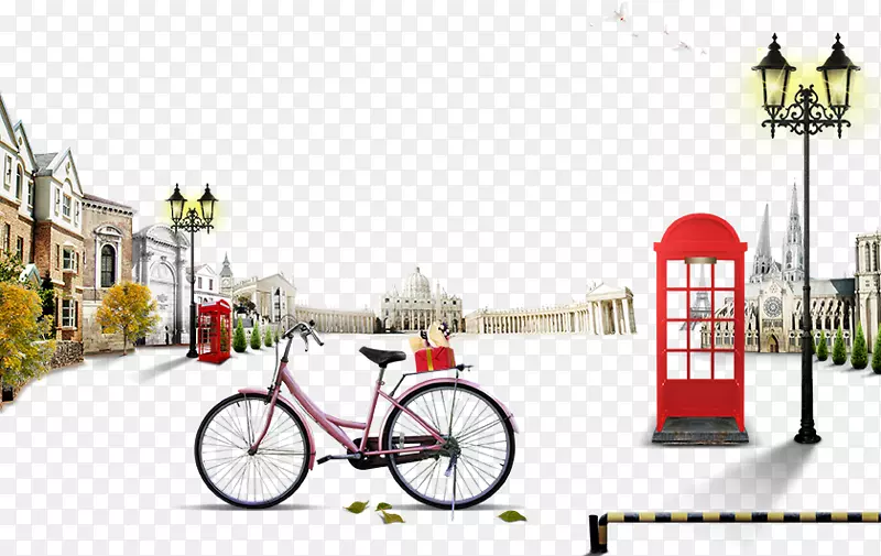 电话亭谷歌图片福基街灯下载-电话亭和自行车