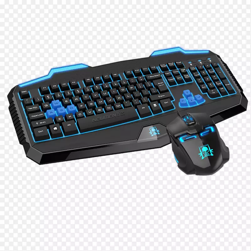 电脑键盘电脑鼠标数字键盘空格键游戏键盘机械键盘黑色和蓝色扣免费照片