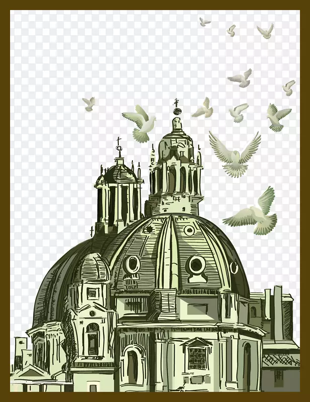 建筑教堂海报插图-旧教堂