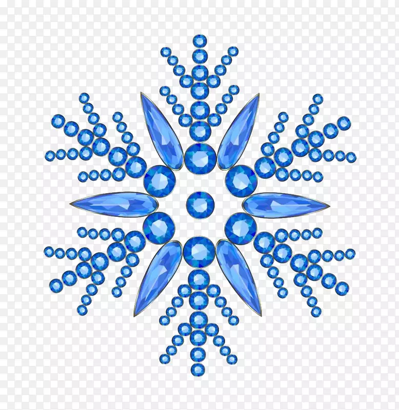 雪花珠宝-免费插图-蓝色雪花形状水晶珠宝