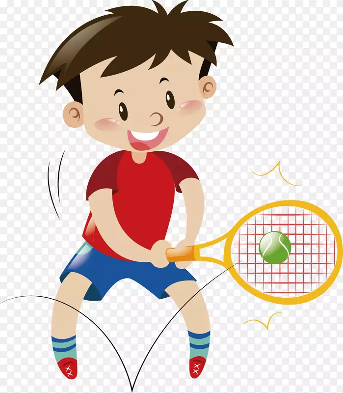 免费摄影插画-打网球的青少年