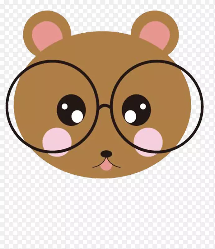 熊卡通可爱插图-戴眼镜的熊