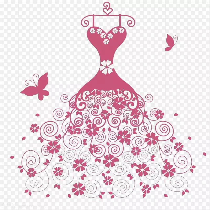 动画插图-卡通婚纱