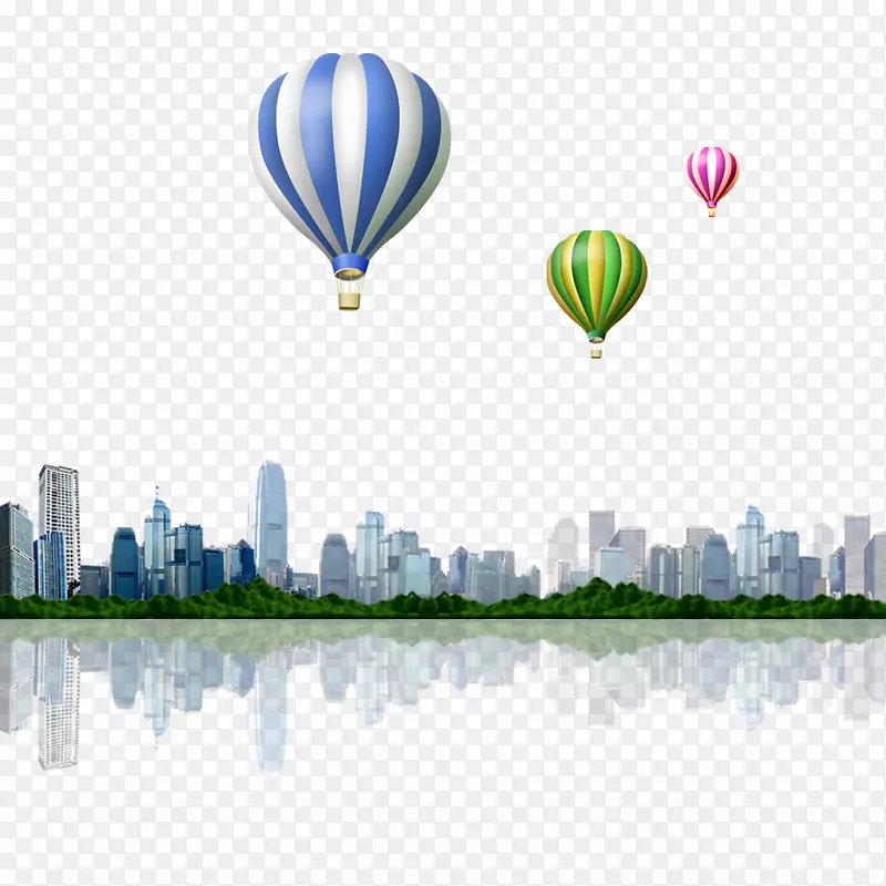 热气球图标-城市热气球