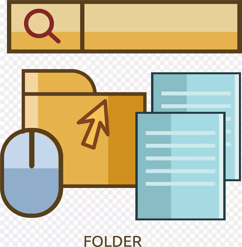 图形设计电脑鼠标-黄色文件夹
