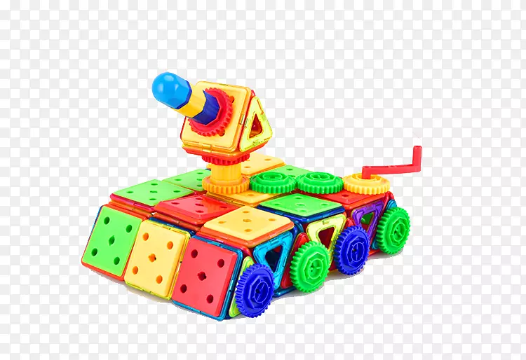 磁铁之间的力拼图玩具块-坦克磁铁芯片模型