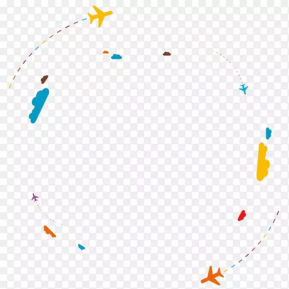 世界旅行剪影插图-卡通飞机云彩浮动