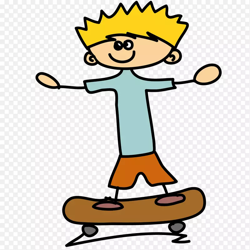 滑板车卡通剪辑艺术-滑板车男孩