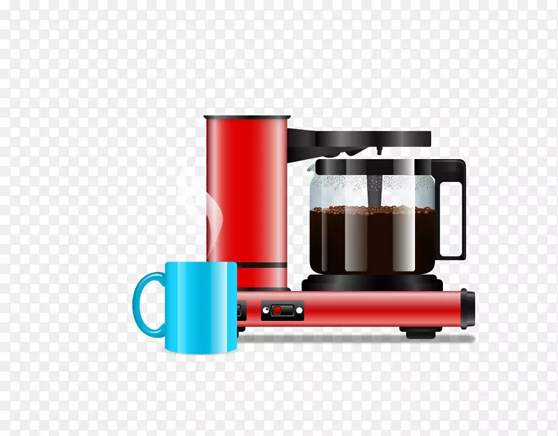 咖啡机底座插画彩色咖啡机