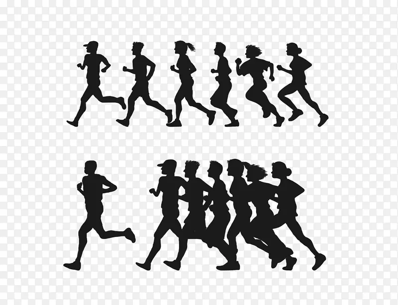 跑步剪影5k跑剪辑艺术-黑色跑步人健身