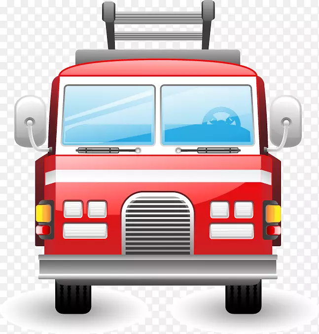 汽车消防车红色警报器救护车-大型手绘消防车红色图案