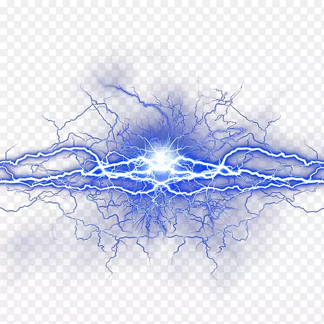 闪电图标-蓝色闪电效果元素