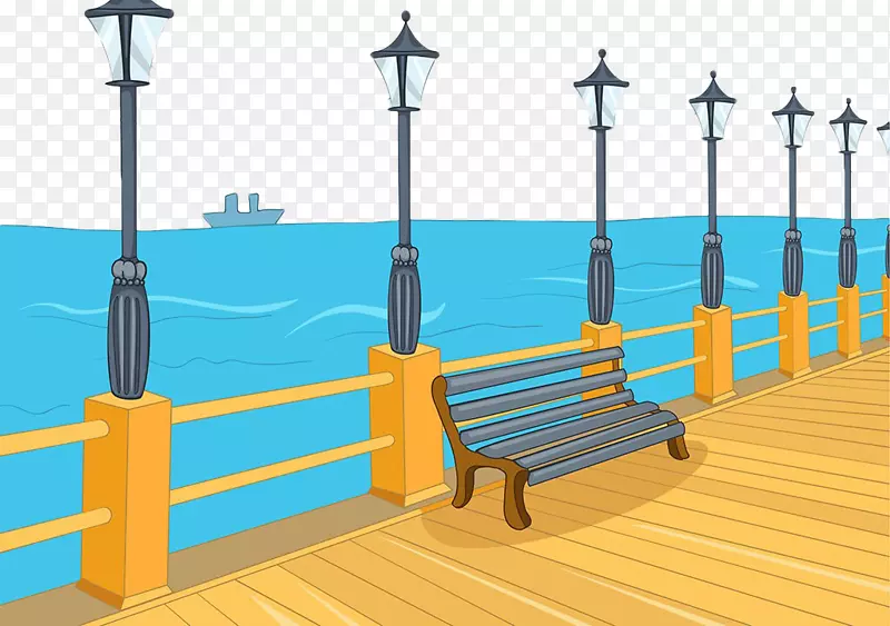 卡通版税-免费剪贴画-手绘海码头