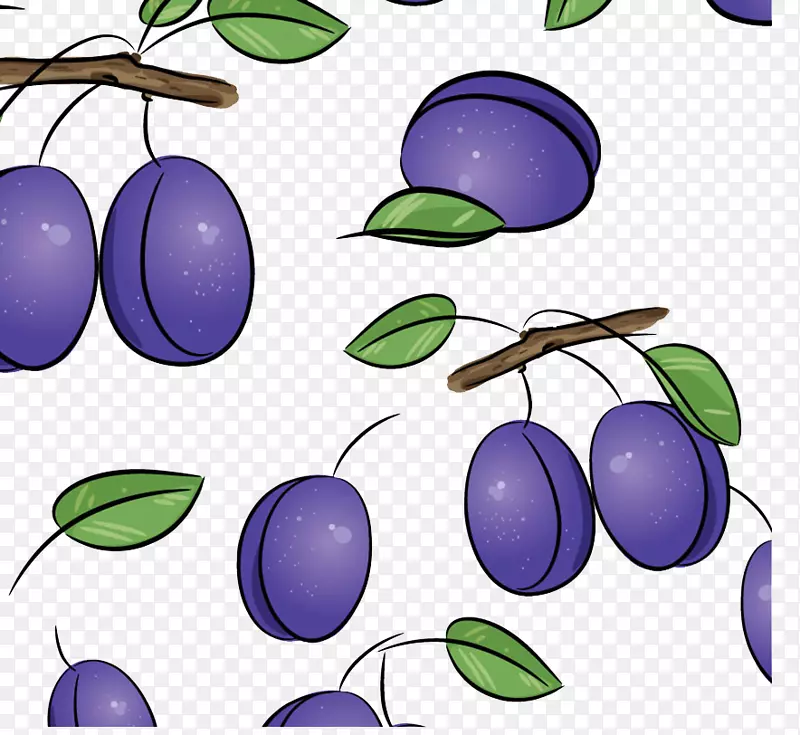 李画免版画插图蓝莓紫色背景