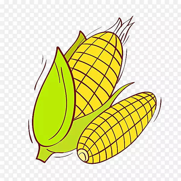 玉米上的玉米卡通插图-玉米