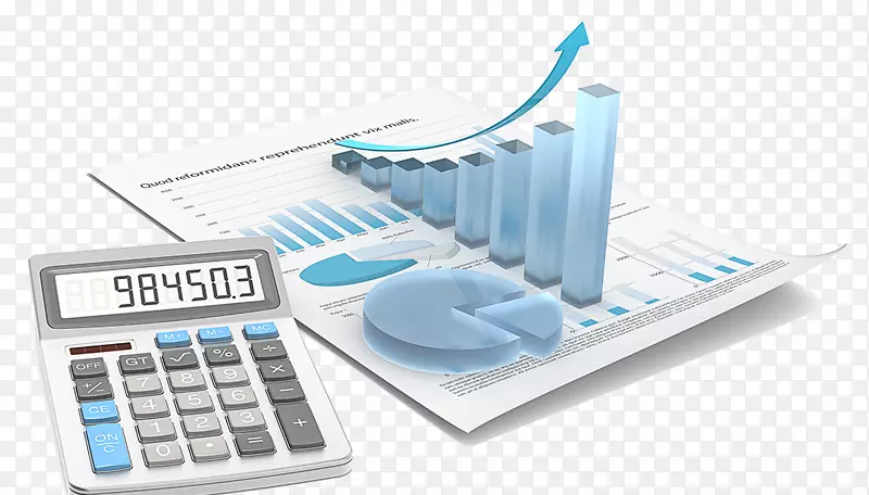 财务报表、投资图表、财务业绩-用彩色计算器进行业务趋势分析