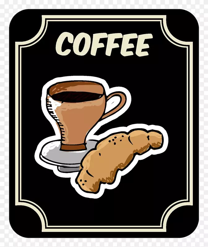 咖啡杯牛角面包早餐咖啡厅咖啡和牛角面包