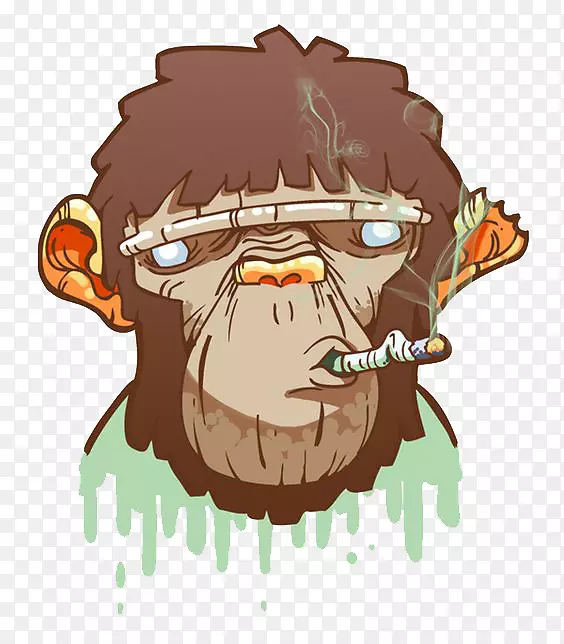 国防部！一个非常英式的涂鸦猴子插图-吸烟猩猩