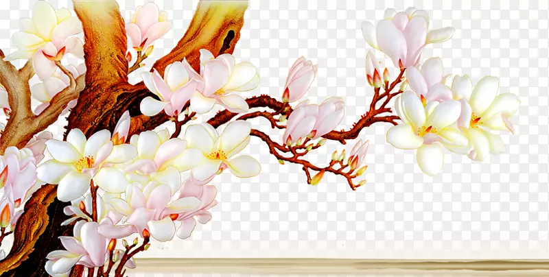 壁画玉兰花彩绘-桃子