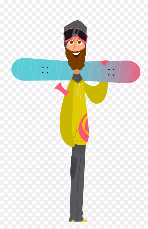 卡通插图.男性滑板材料
