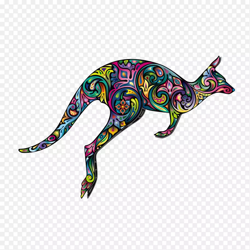 纹身画动物-创意设计袋鼠