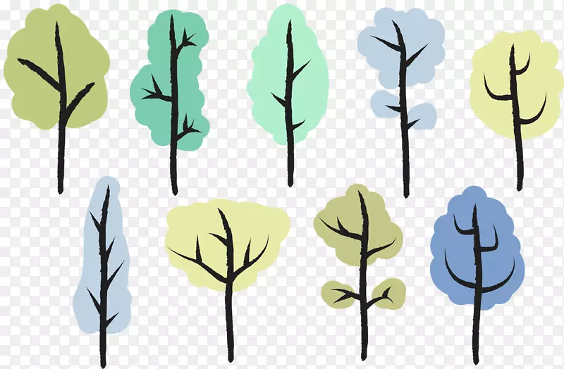 乔木灌木-简单彩色卡通灌木