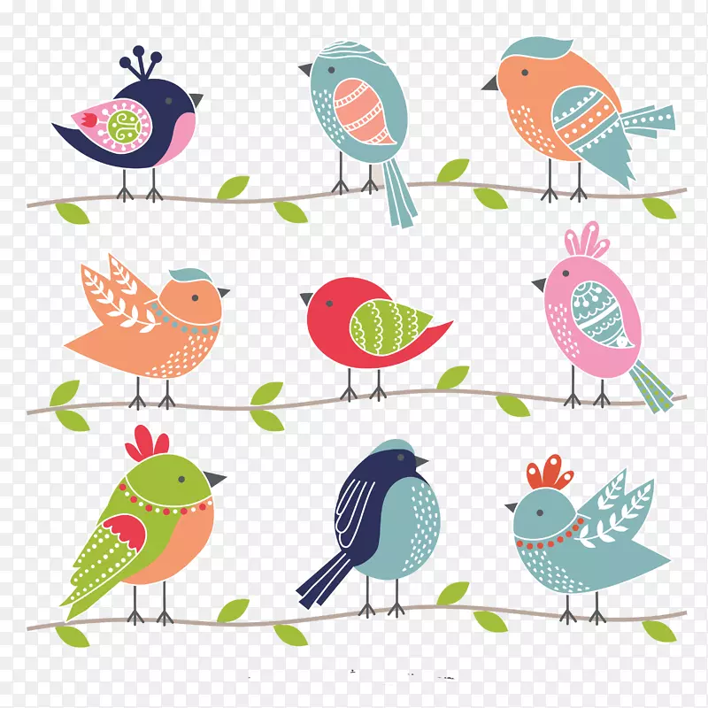 鸟类可爱插图-卡通鸟画册