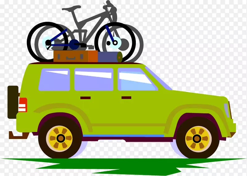 汽车自行车旅游-SUV自行车旅游PNG载体材料