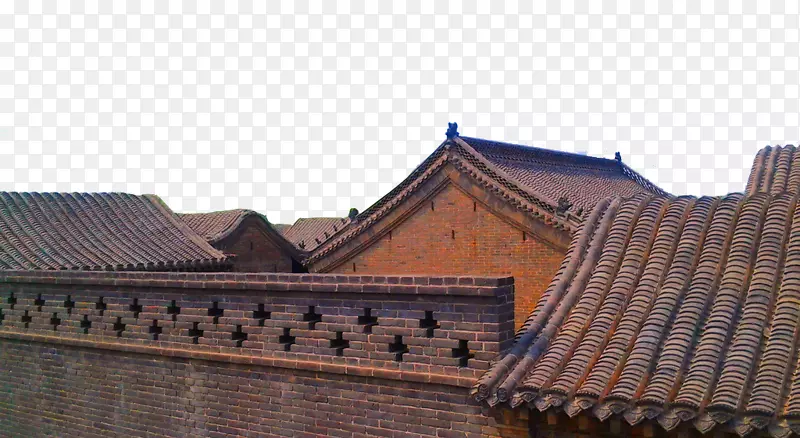 建筑立面建筑-中式红砖建筑古物