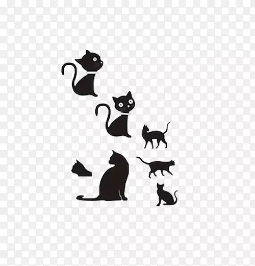 猫剪影卡通-小猫壁纸