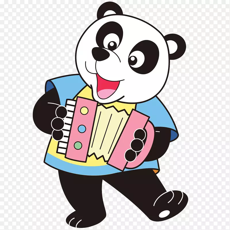 手风琴-免版税卡通插图-熊猫拉架式钢琴