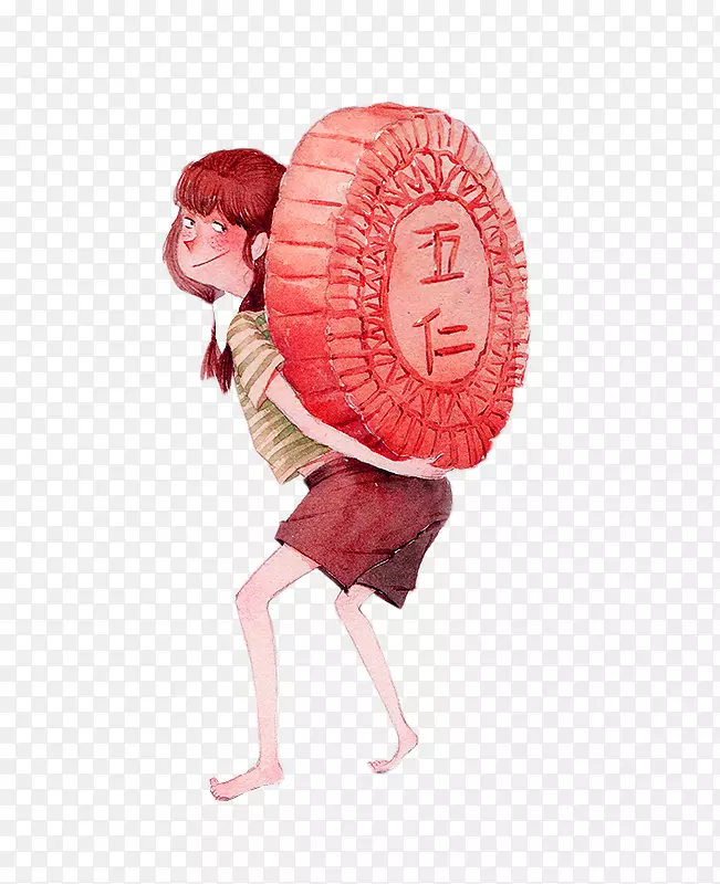 月饼填塞中秋节u4e94u4ec1插图-红色简单五月饼装饰图案
