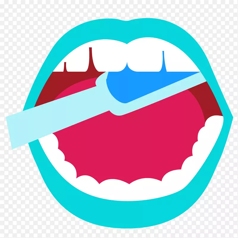 牙刷嘴-卡通口到牙齿上刷牙