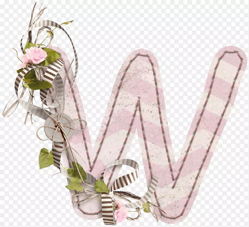 W字母-花卉装饰字母w