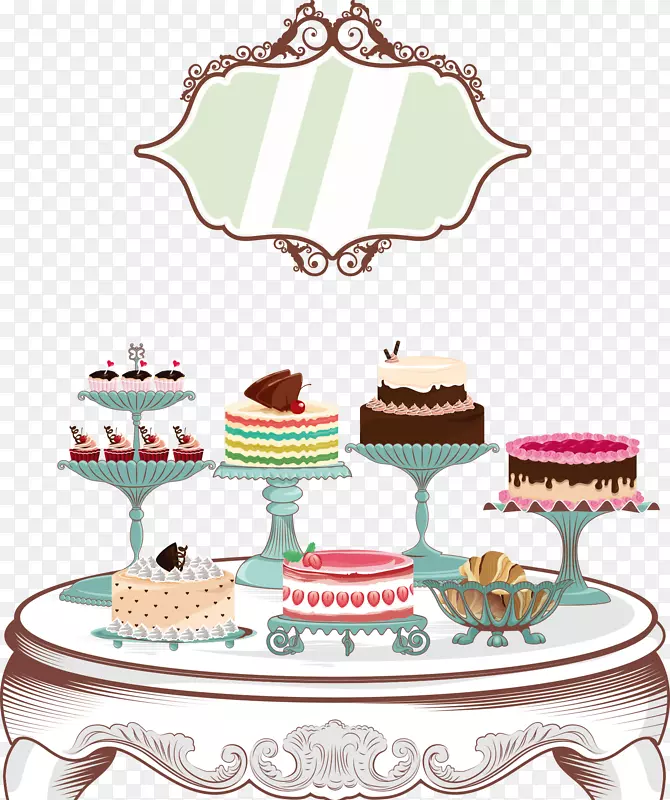 糖蛋糕皇家糖浆甜点-卡通蛋糕在桌子上
